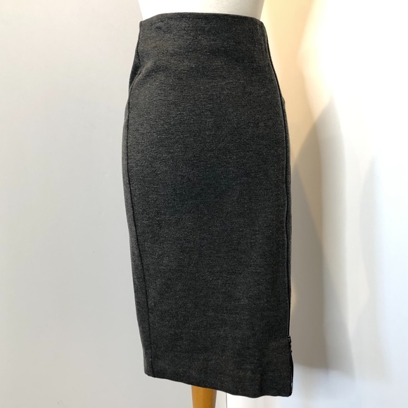 Three Dots Dark Grey Front Asymmetrical Zip Skirt - Picture 6 of 12